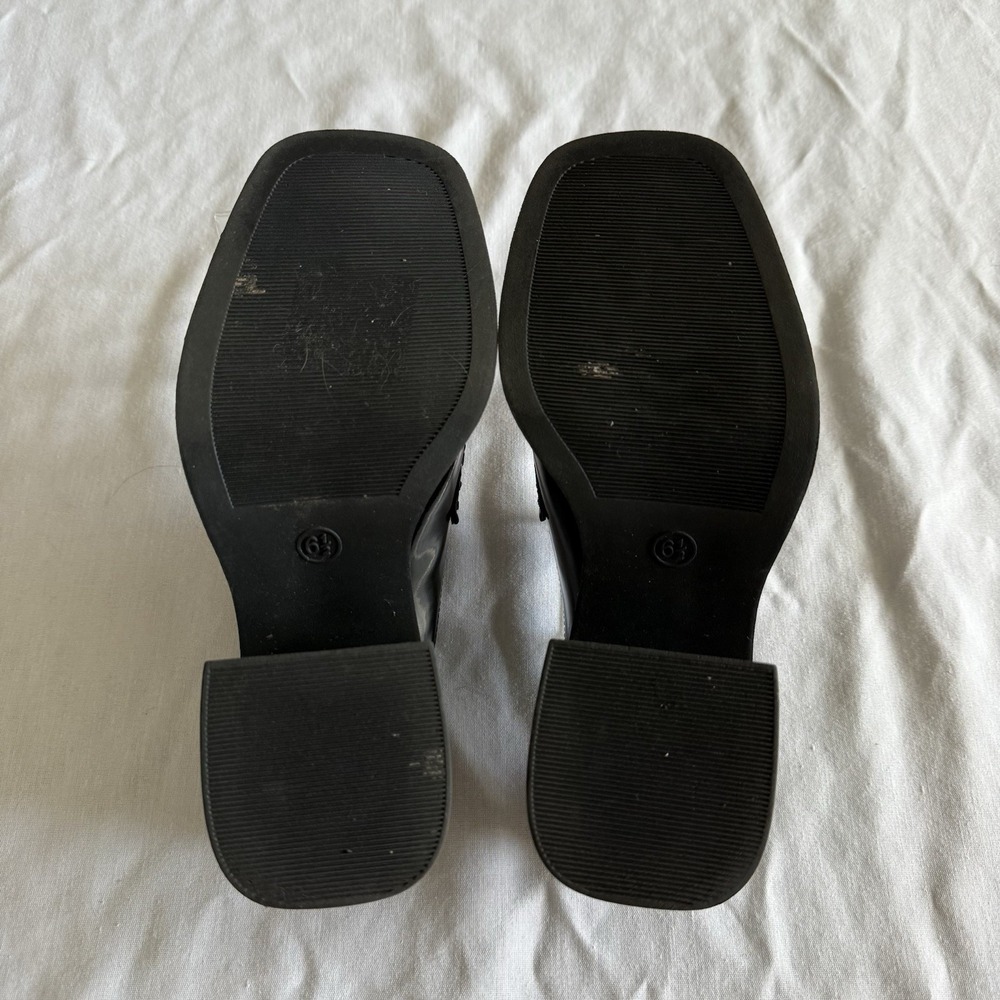 Y2K Chunky Block Platform Black Faux Leather Penny Loafers Womens 6.5 Academia - Picture 9 of 12